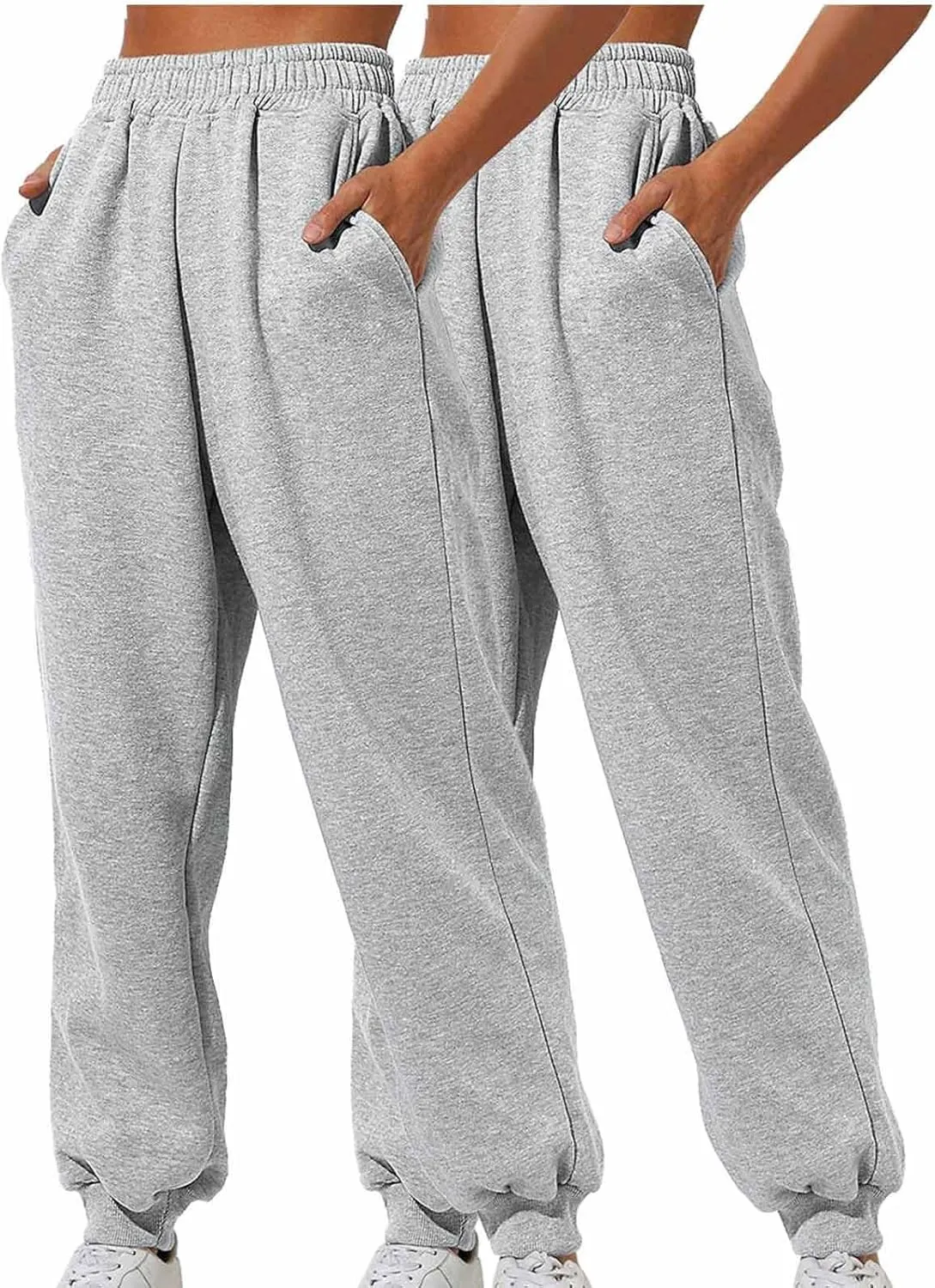 2 Pcs Sweatpants for Women Baggy Comfy Lounge Pants Yoga Joggers Workout Jogger Pants Elastic Waist Trendy Trousers
