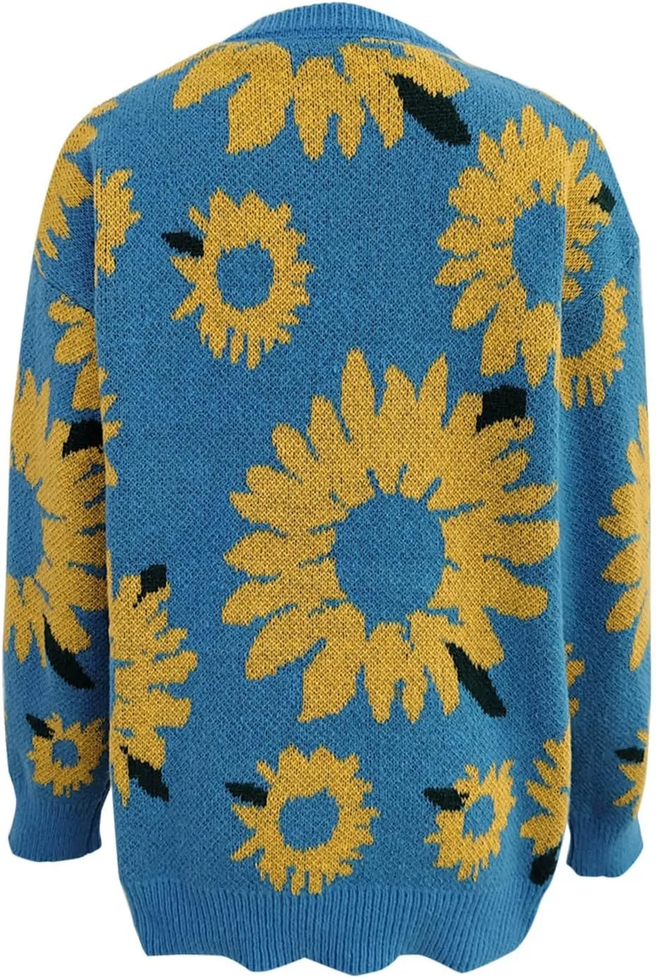 2024 Fashion Cable Knit Sweater for Women Cute Sunflower Long Sleeve Pullover Tops Trendy Loose Fit Crewneck Sweaters