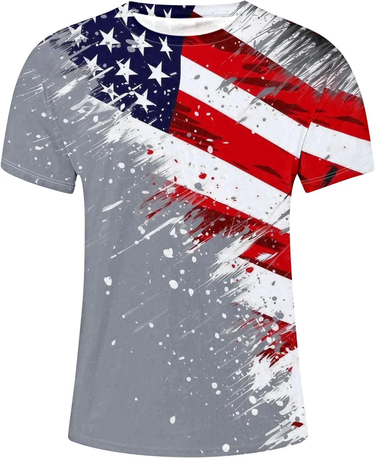 American Flag Mens Crewneck T-Shirts - 4th of July Loose Fit Short Sleeve Casual Gym Workout Patriotic Tee Shirt