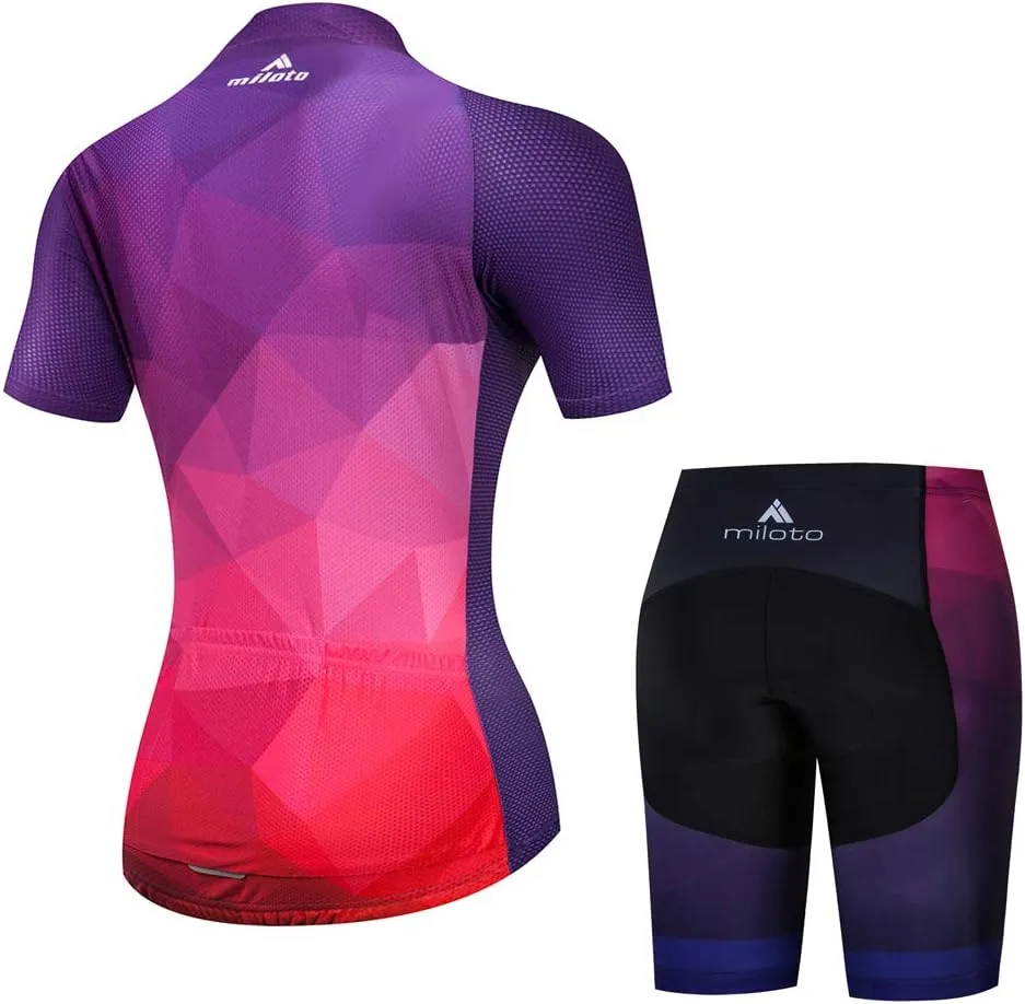 Aogda Cycling Jerseys Women Bike Shirts Bicycle Sets Ladies Biking Tops Shorts Clothing
