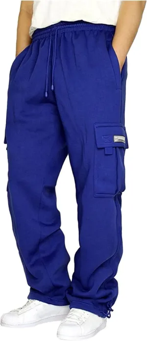 Baggy Cargo Sweatpants for Men Casual Open Bottom Sweat Pants Drawstring Waist Athletic Pants Joggers with Pockets
