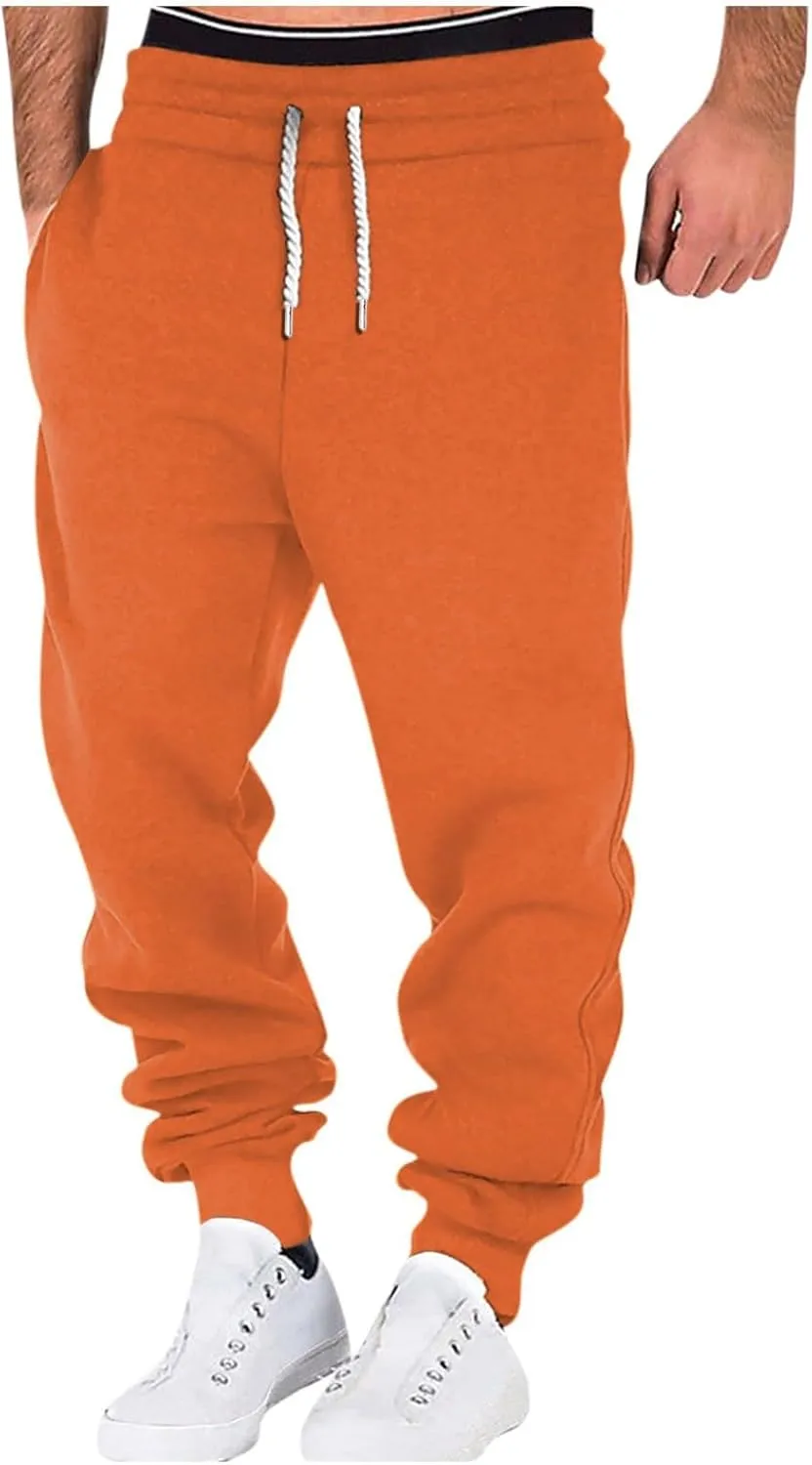 Baggy Sweatpants for Men Plus Size Drawstring Waist Fleece Lined Athletic Pants Workout Gym Joggers with Pockets