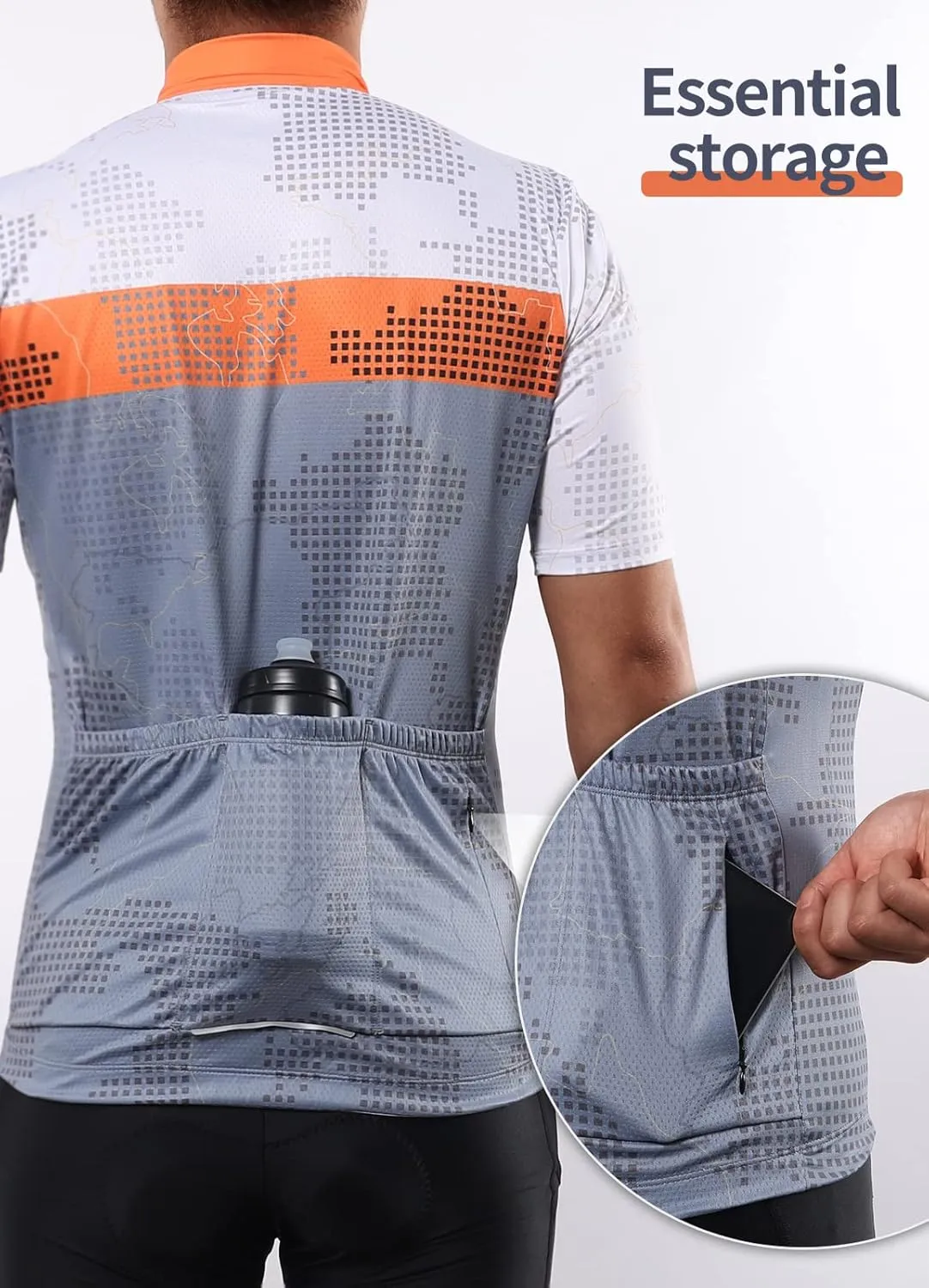 BERGRISAR Cycling Jersey Mens Bike Shirts Short Sleeve Bicycle Biking Clothes with Pockets Reflective