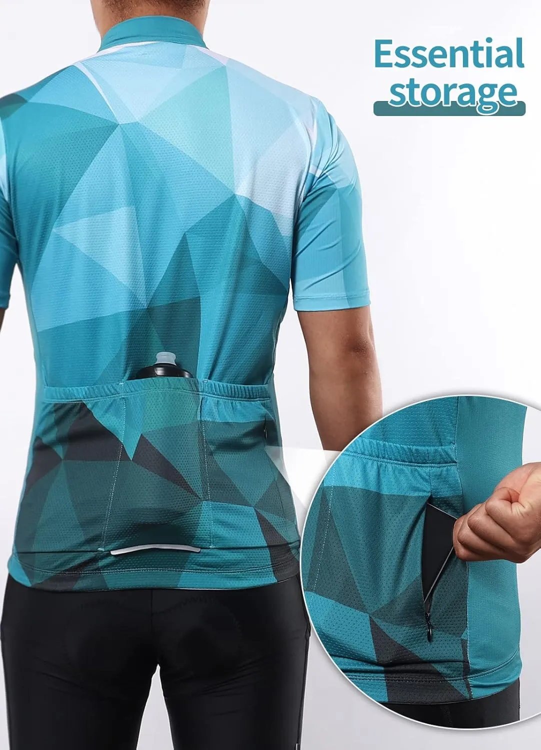 BERGRISAR Cycling Jersey Mens Bike Shirts Short Sleeve Bicycle Biking Clothes with Pockets Reflective