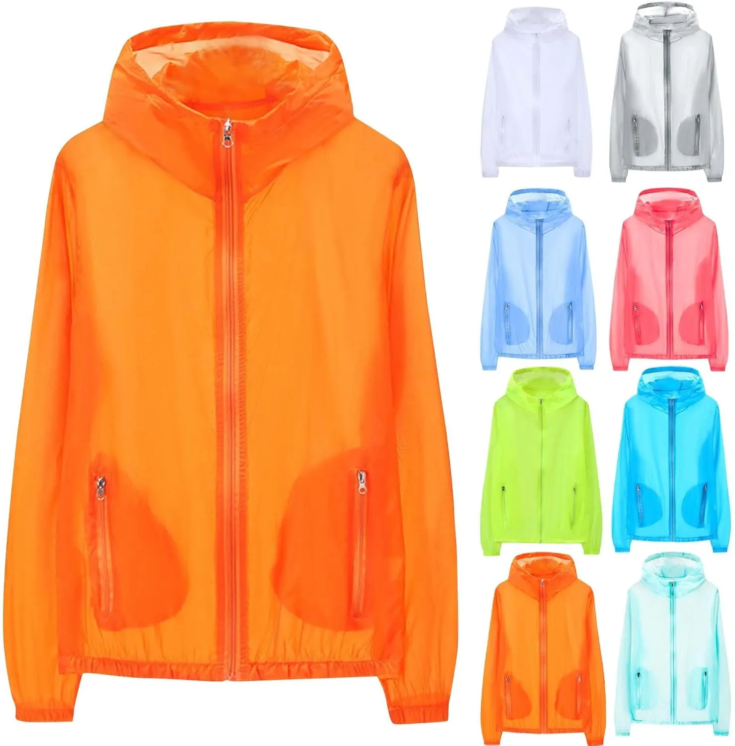 Cambkatl Men's Hoodie Sun Shirts Outdoor Thin Full Zip Rash Guard Shirts UV Sun Protection Lightweight Summer Fishing Jacket