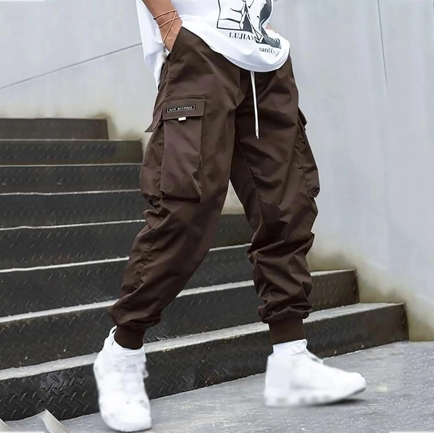 Cargo Pants for Men Fashion Cargo Joggers Pants Athletic Casual Hiking Pants Loose Straight Sweatpants Harem Trousers