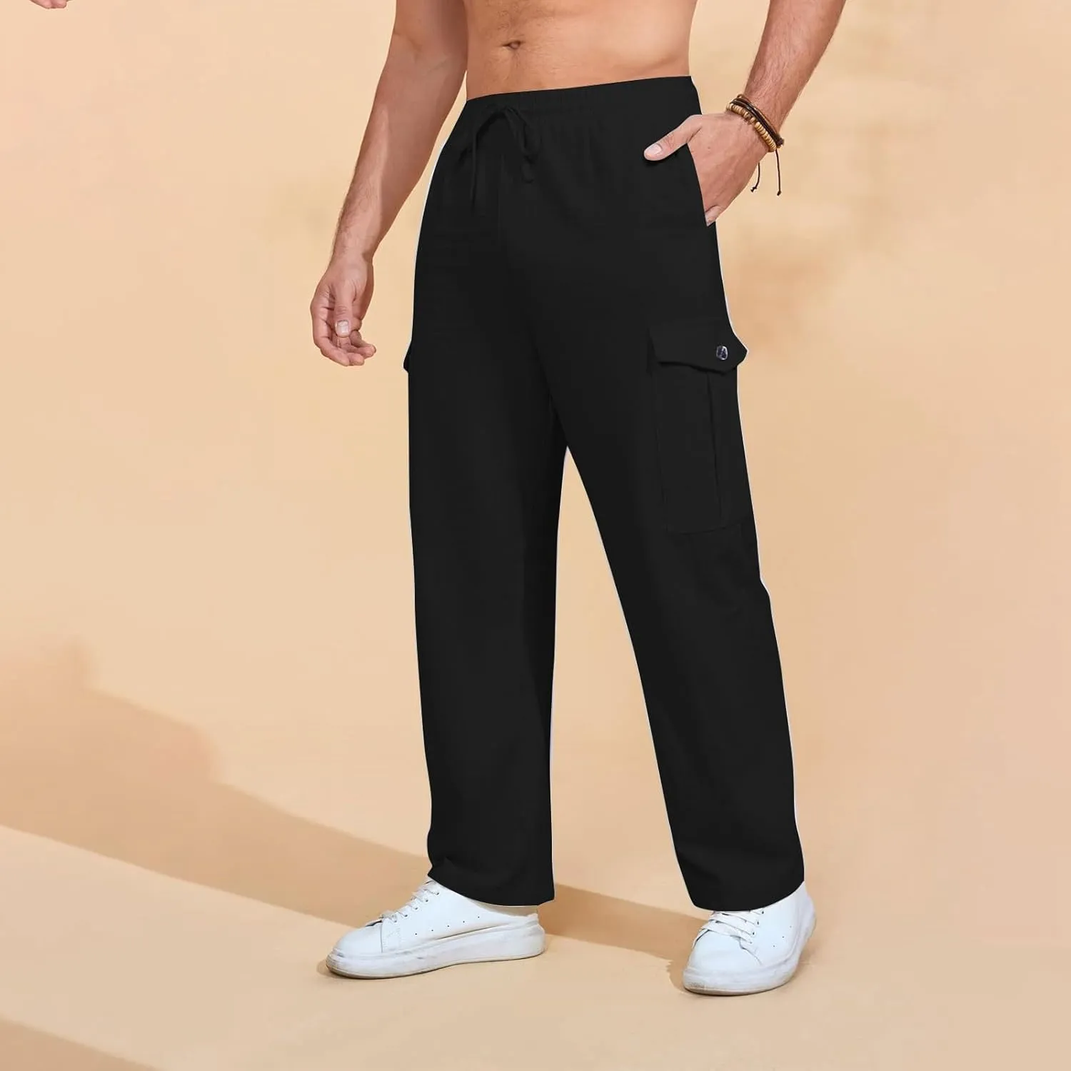 Cargo Pants for Men Lightweight Breathable Pants Water Resistant Wide Leg Stretch Trousers Workout Fishing