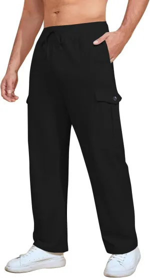 Cargo Pants for Men Lightweight Breathable Pants Water Resistant Wide Leg Stretch Trousers Workout Fishing