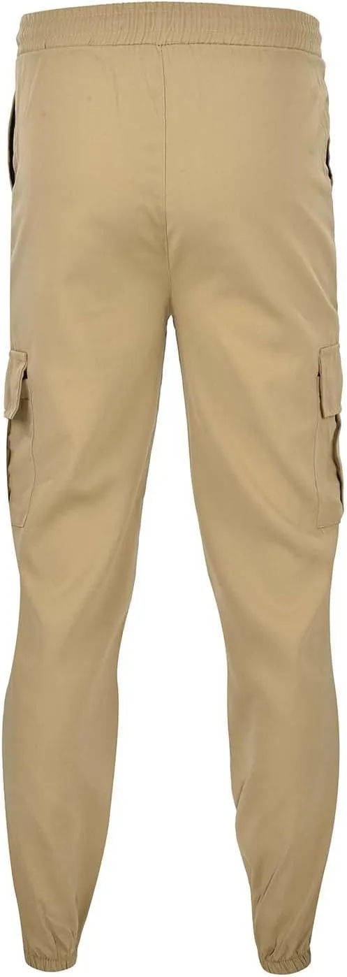 Cargo Pants for Men Slim Fit Solid Color Sweatpants Hiking Joggers Lightweight Multi Pockets Fashion Casual Trousers