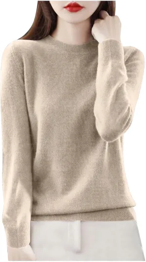Cashmere Sweaters for Women Knit Pullover Sweater Casual Crewneck Sweaters Dressy Long Sleeve Sweater Tops