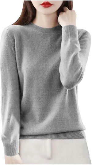 Cashmere Sweaters for Women Knit Pullover Sweater Casual Crewneck Sweaters Dressy Long Sleeve Sweater Tops