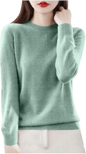Cashmere Sweaters for Women Knit Pullover Sweater Casual Crewneck Sweaters Dressy Long Sleeve Sweater Tops