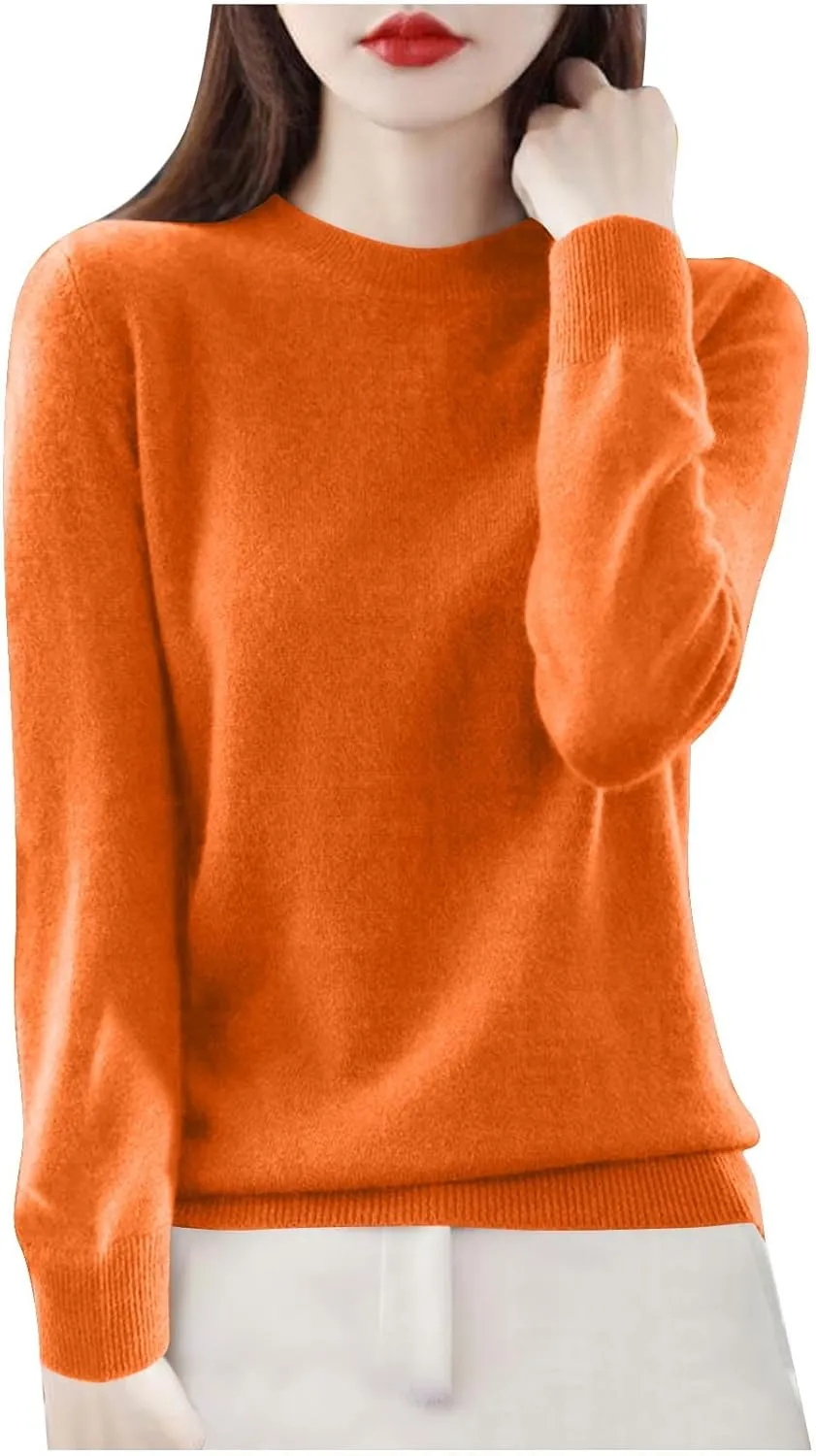 Cashmere Sweaters for Women Knit Pullover Sweater Casual Crewneck Sweaters Dressy Long Sleeve Sweater Tops