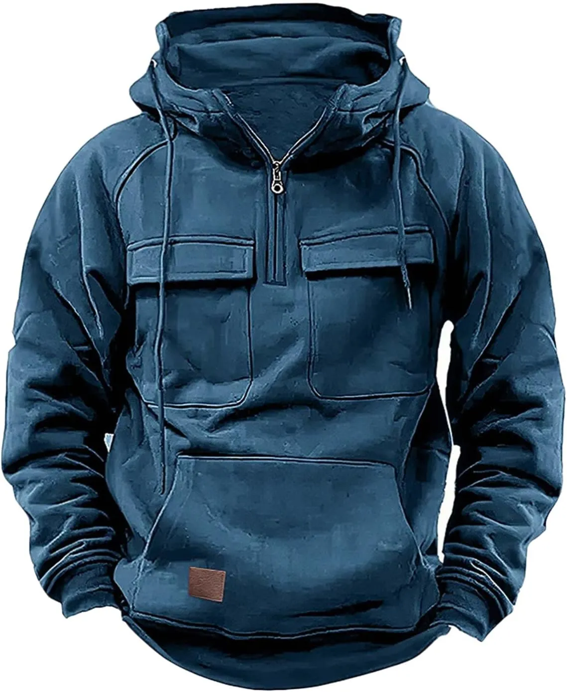 Ctreela Men 1/4 Zip Military Sweatshirt, Big and Tall Army Tactical Pullover Hoodie, Vintage Western Outdoor Hooded Jacket