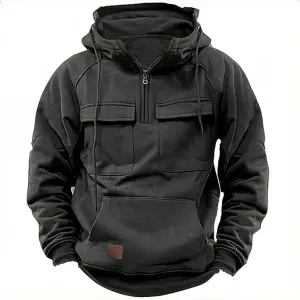 Ctreela Tactical Hooded Jacket for Men's Military Army Outdoor Hoodies Pullover Retro Cargo Western Training Shirt Coats