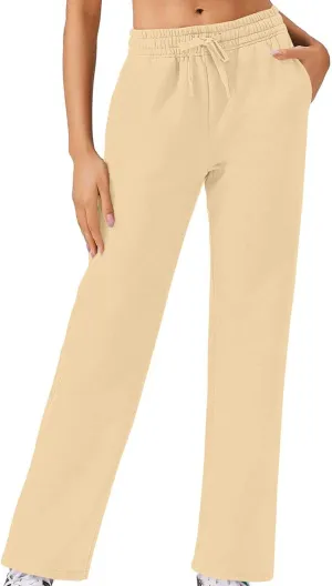 Dademeo Fleece Sweatpants for Womens Straight Legs High Waisted Workout Sweat Pants with Pockets Athletic Joggers Pants