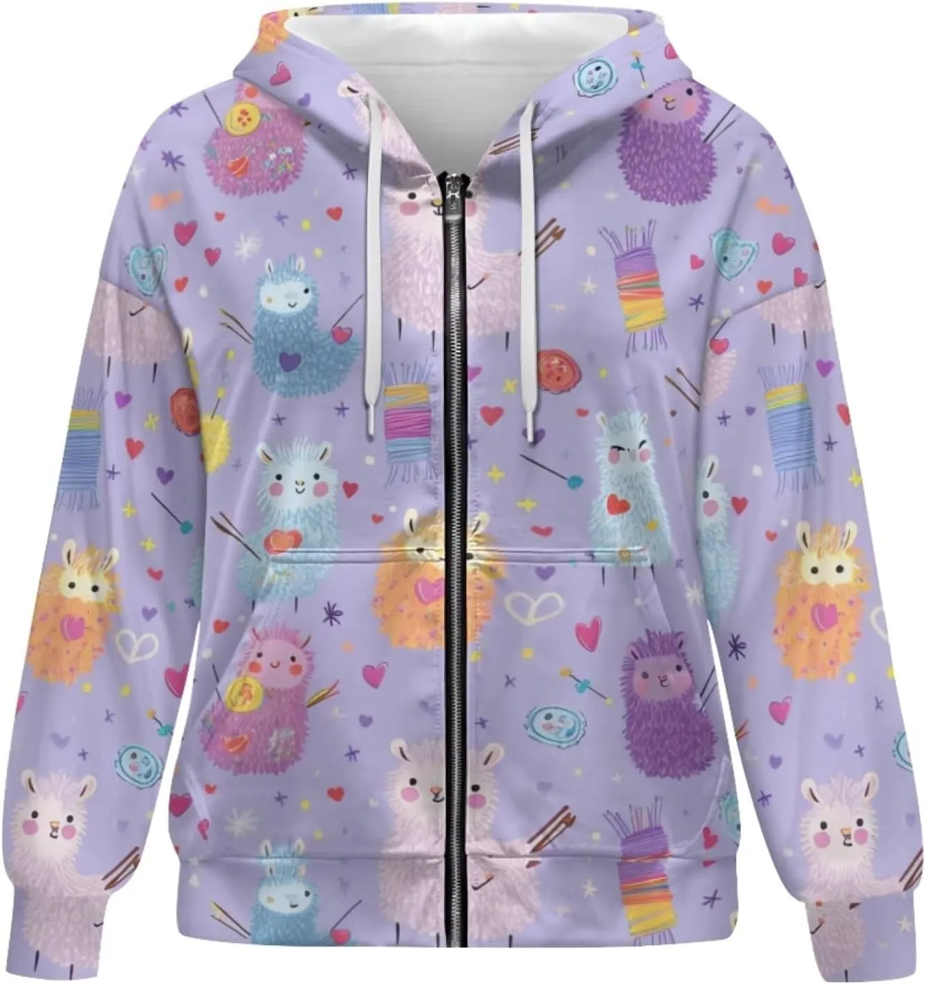 DISNIMO Full Zipper Hoodies for Women Fall Sweatshirt Lightweight Streetwear