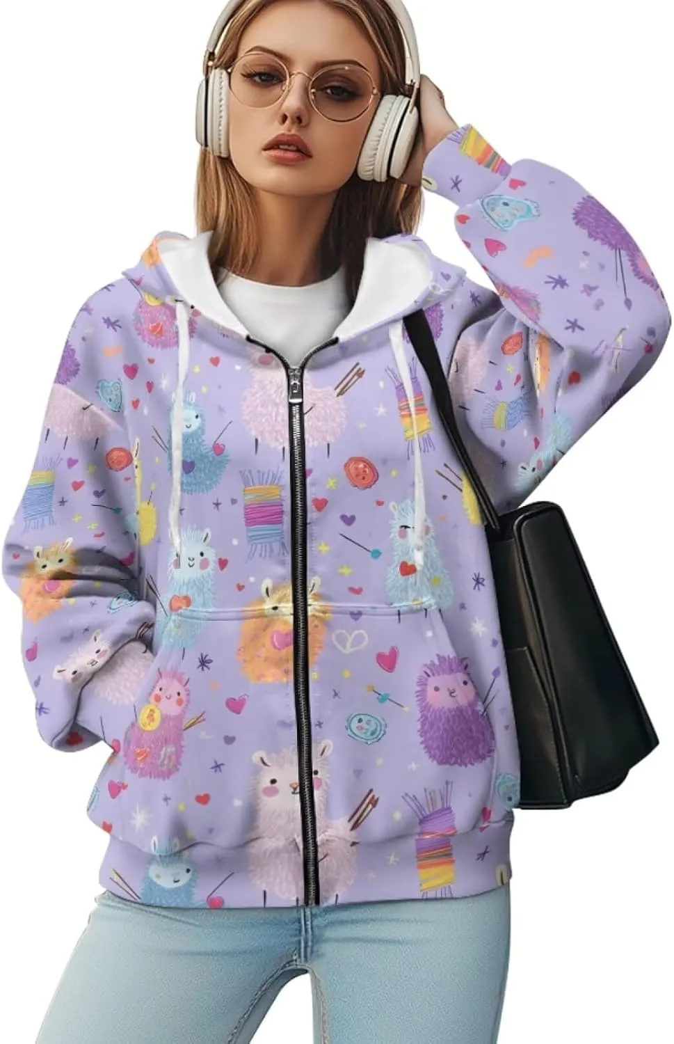 DISNIMO Full Zipper Hoodies for Women Fall Sweatshirt Lightweight Streetwear