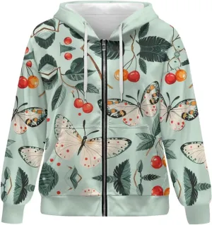 DISNIMO Full Zipper Hoodies for Women Fall Sweatshirt Lightweight Streetwear