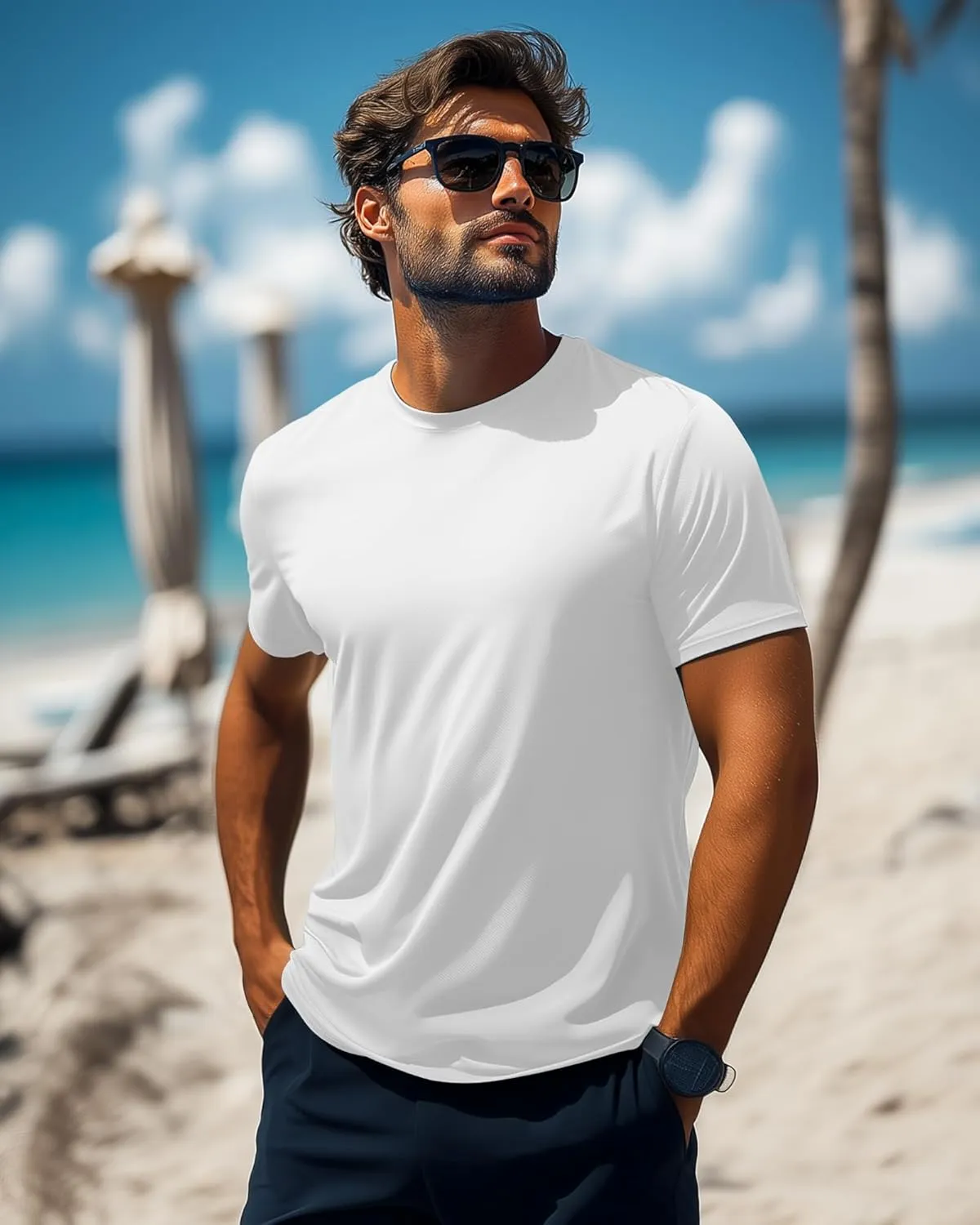 Ficerd 3 Pack Men's Big and Tall Rash Guard Shirts UPF 50  Short Sleeve Sun Protection Quick Dry Swim T Shirts