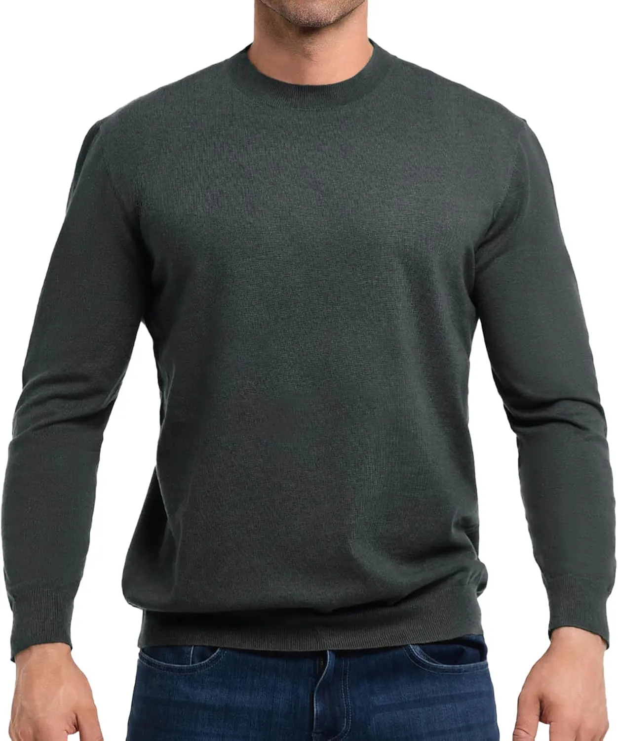 Fioboc Men's Crewneck Sweater Casual Pullover Sweater Slim Fit Lightweight Long Sleeve Knit Sweater S-4XL