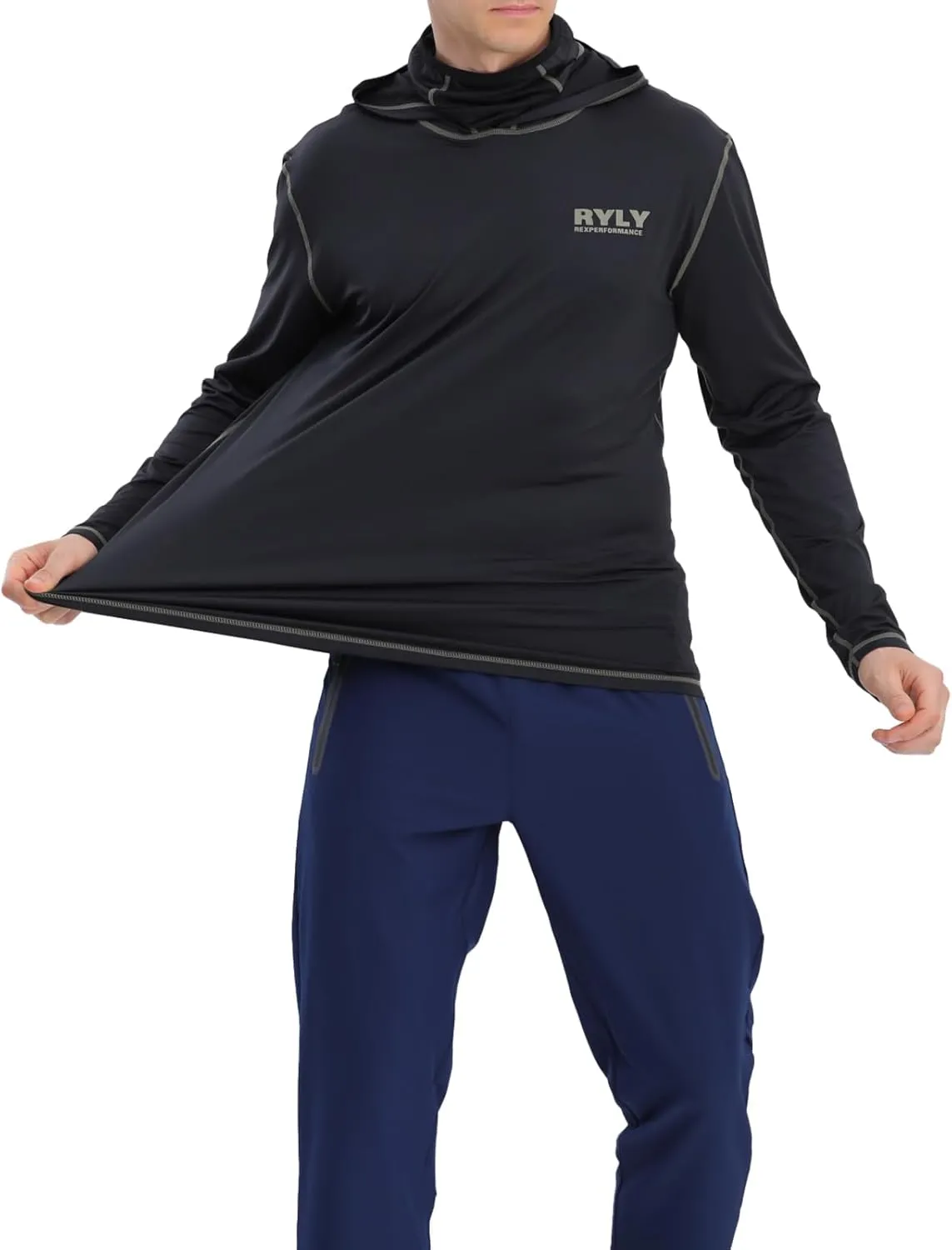 Fishing Shirts for Men,Long Sleeve Rash Guard Shirts Sun Protection Hoodie Athletic Running Hiking Shirt 1/2 Packs