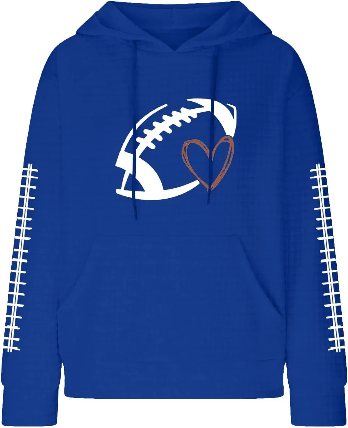 Game Day Football Hoodie For Women Graphic Print Sunday Waffle Knit Sweatshirt Casual Long Sleeve Crewneck Fall Pullover
