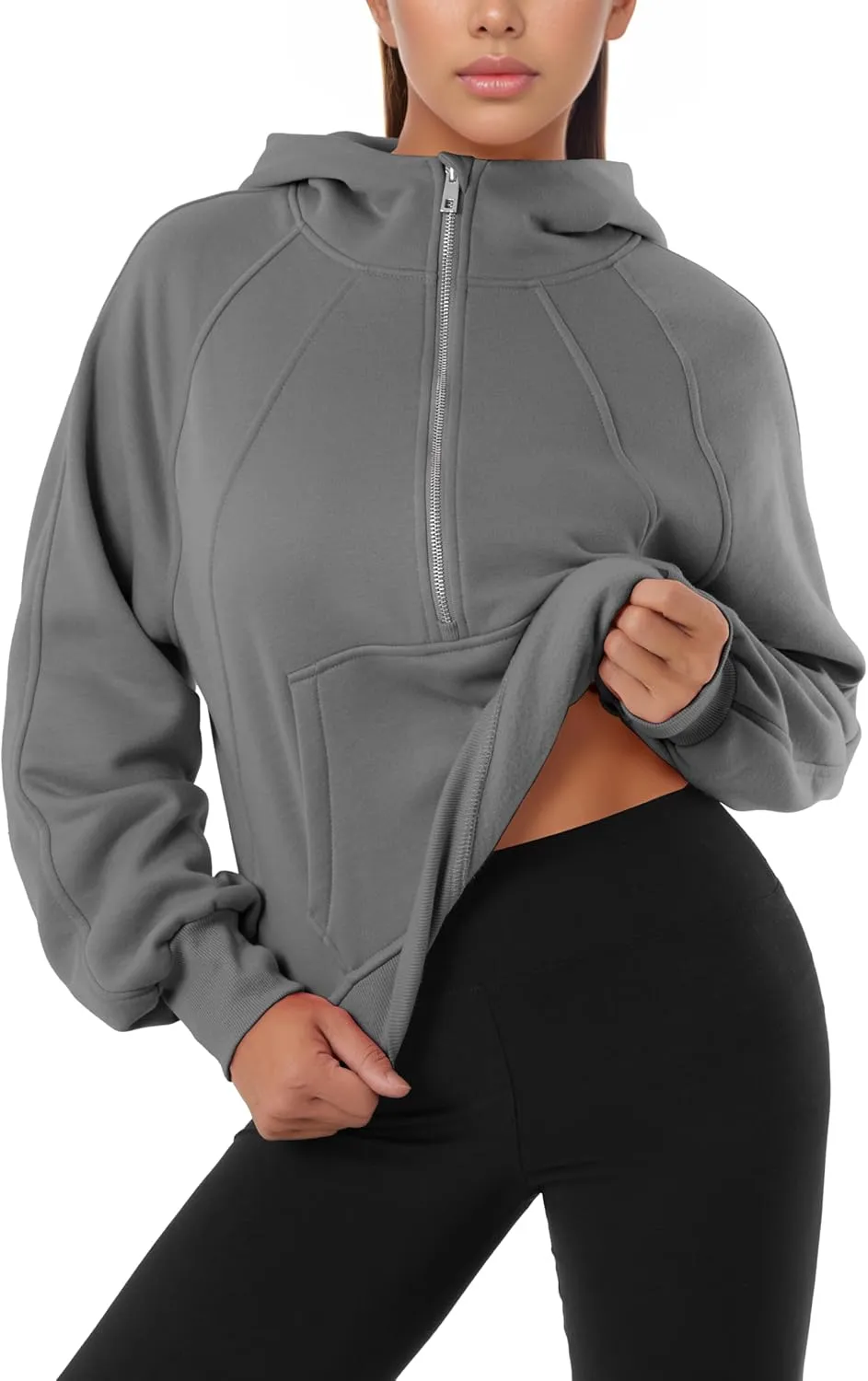 GIVON Oversized Cropped Hoodies for Women Loose Fit Crop Sweatshirts Jackets Fall Outfits Winter Clothes