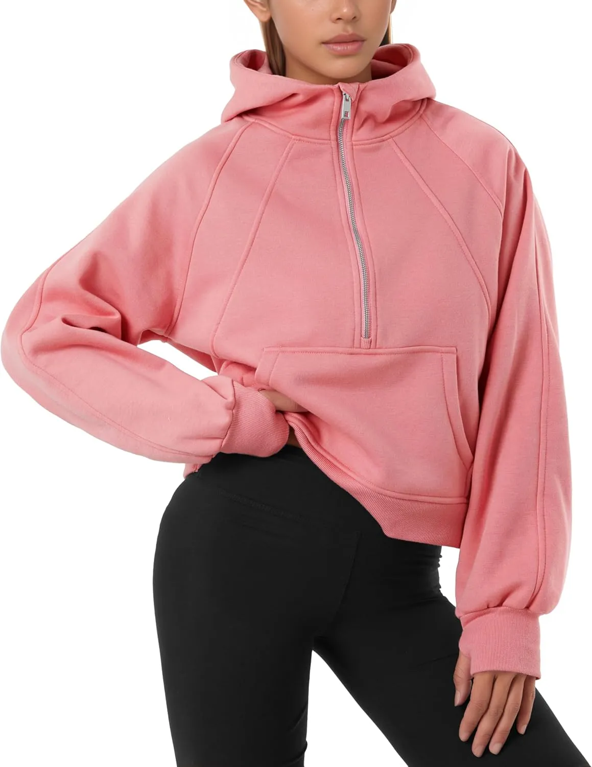 GIVON Oversized Cropped Hoodies for Women Loose Fit Crop Sweatshirts Jackets Fall Outfits Winter Clothes