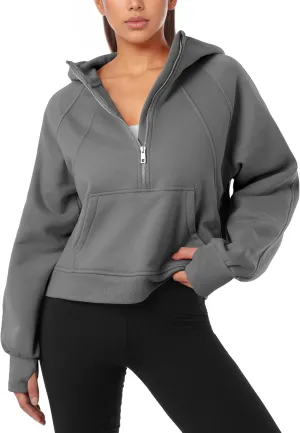 GIVON Oversized Cropped Hoodies for Women Loose Fit Crop Sweatshirts Jackets Fall Outfits Winter Clothes