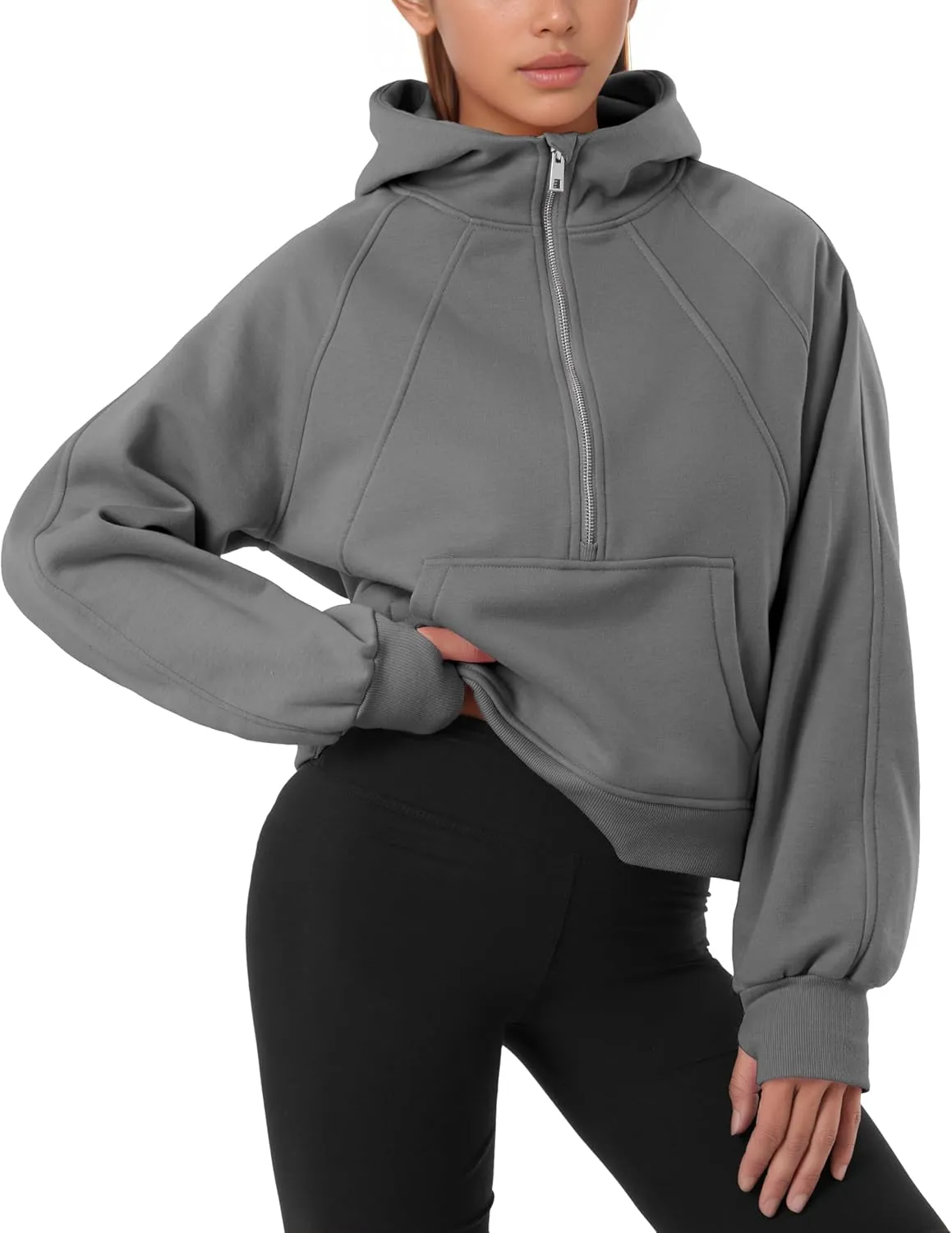 GIVON Oversized Cropped Hoodies for Women Loose Fit Crop Sweatshirts Jackets Fall Outfits Winter Clothes