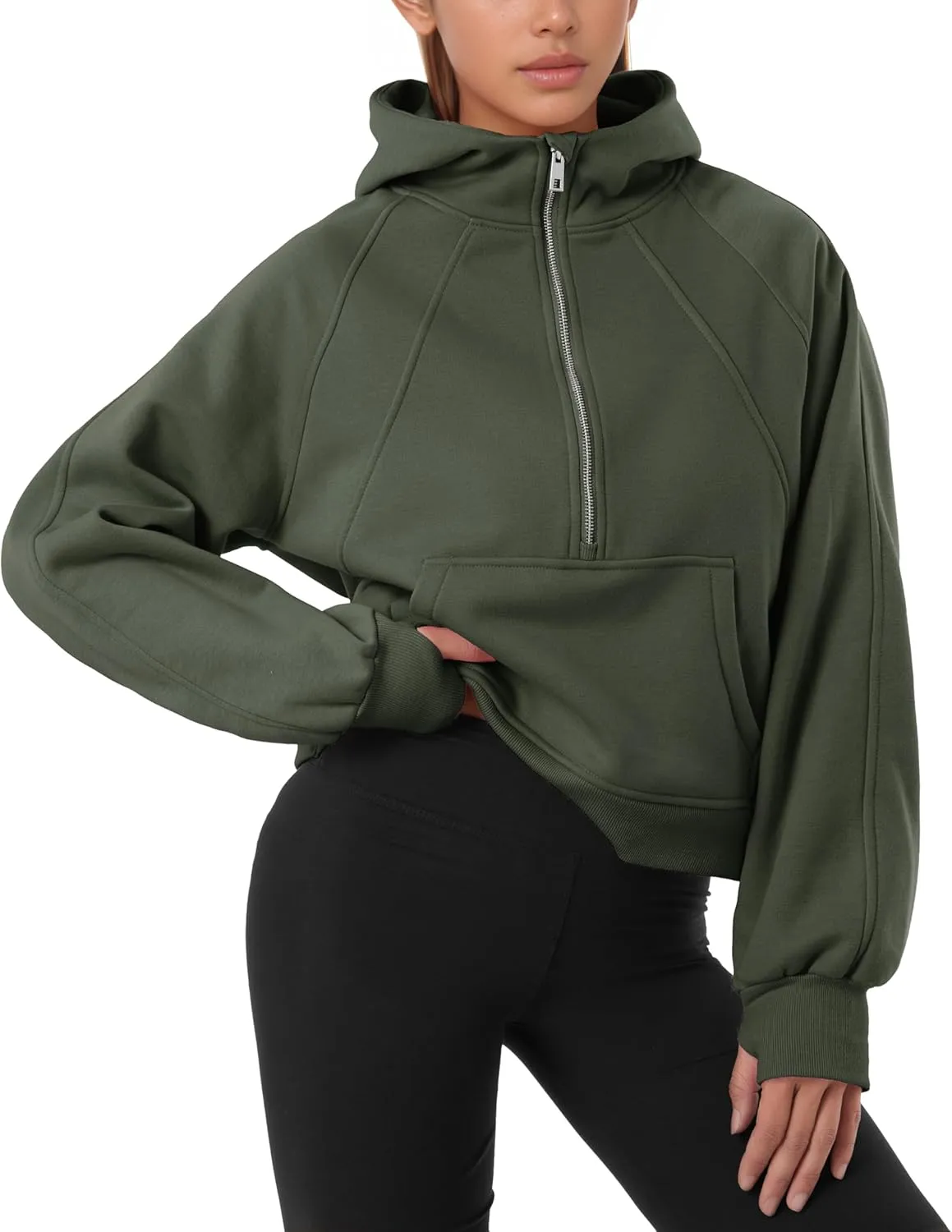 GIVON Oversized Cropped Hoodies for Women Loose Fit Crop Sweatshirts Jackets Fall Outfits Winter Clothes