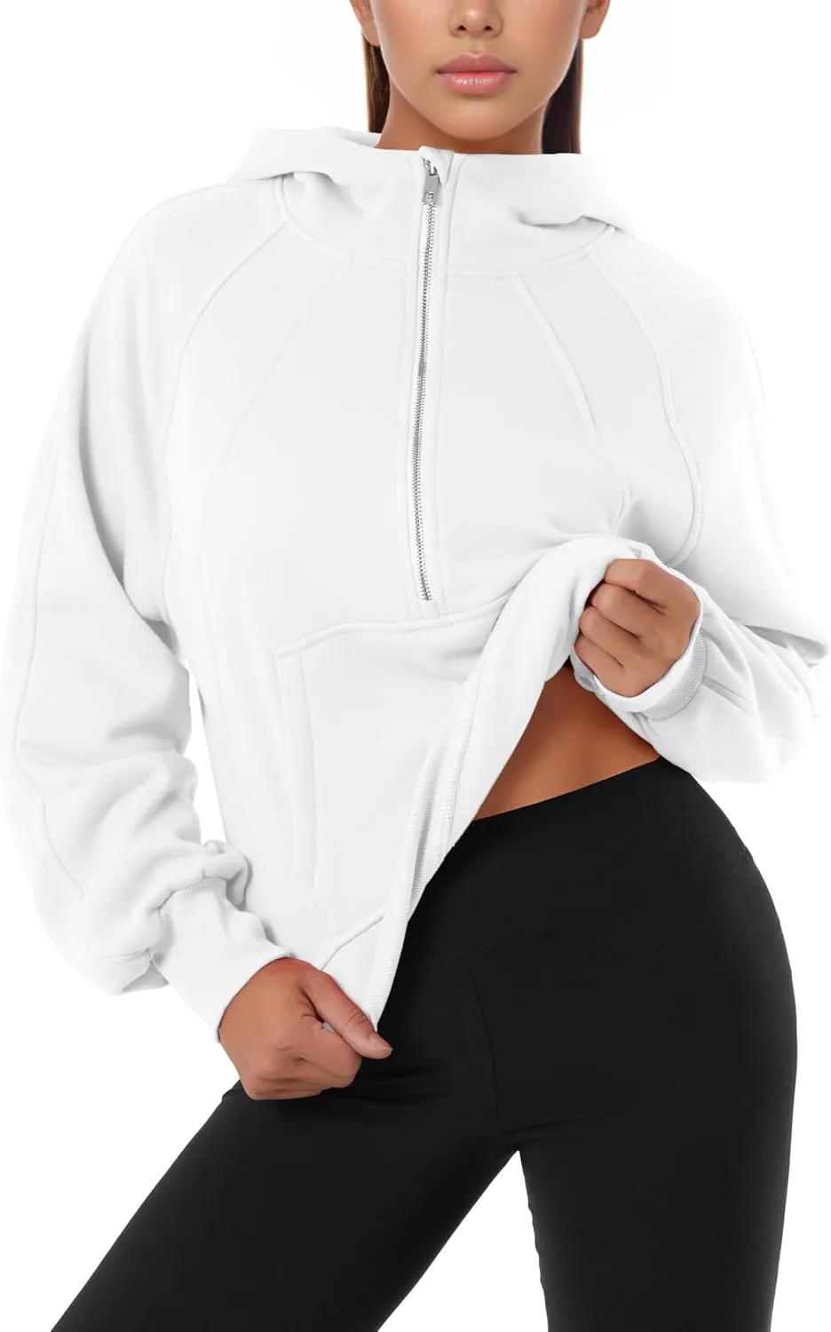 GIVON Oversized Cropped Hoodies for Women Loose Fit Crop Sweatshirts Jackets Fall Outfits Winter Clothes