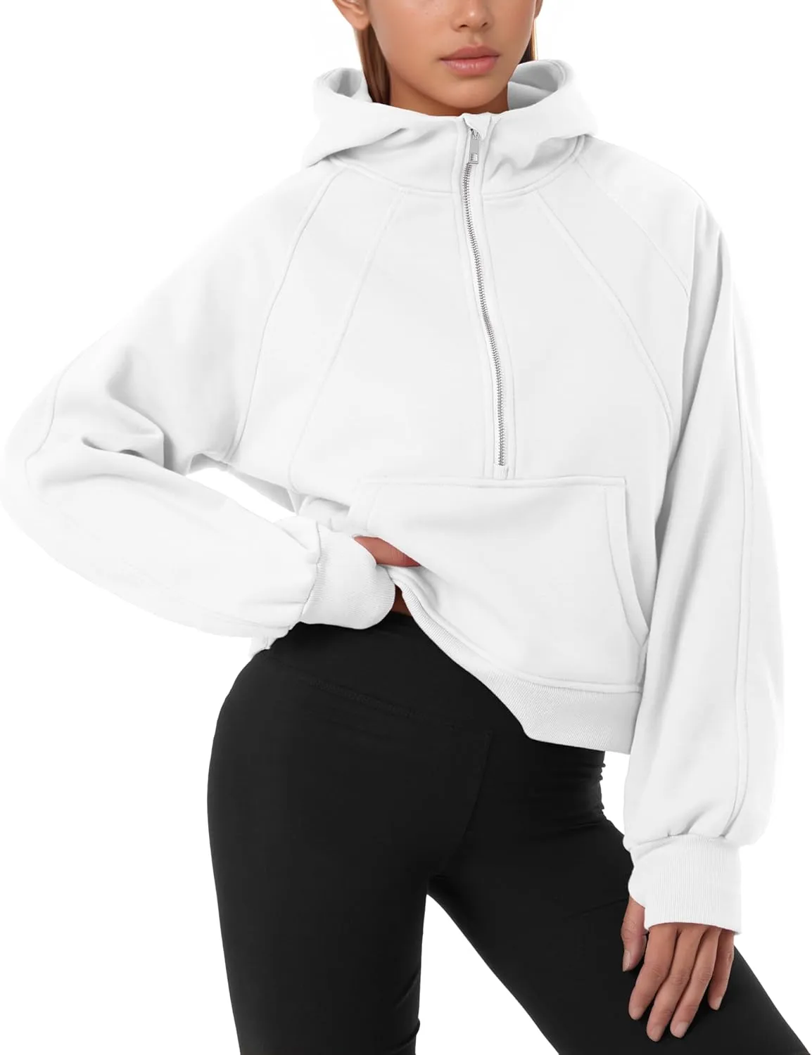 GIVON Oversized Cropped Hoodies for Women Loose Fit Crop Sweatshirts Jackets Fall Outfits Winter Clothes