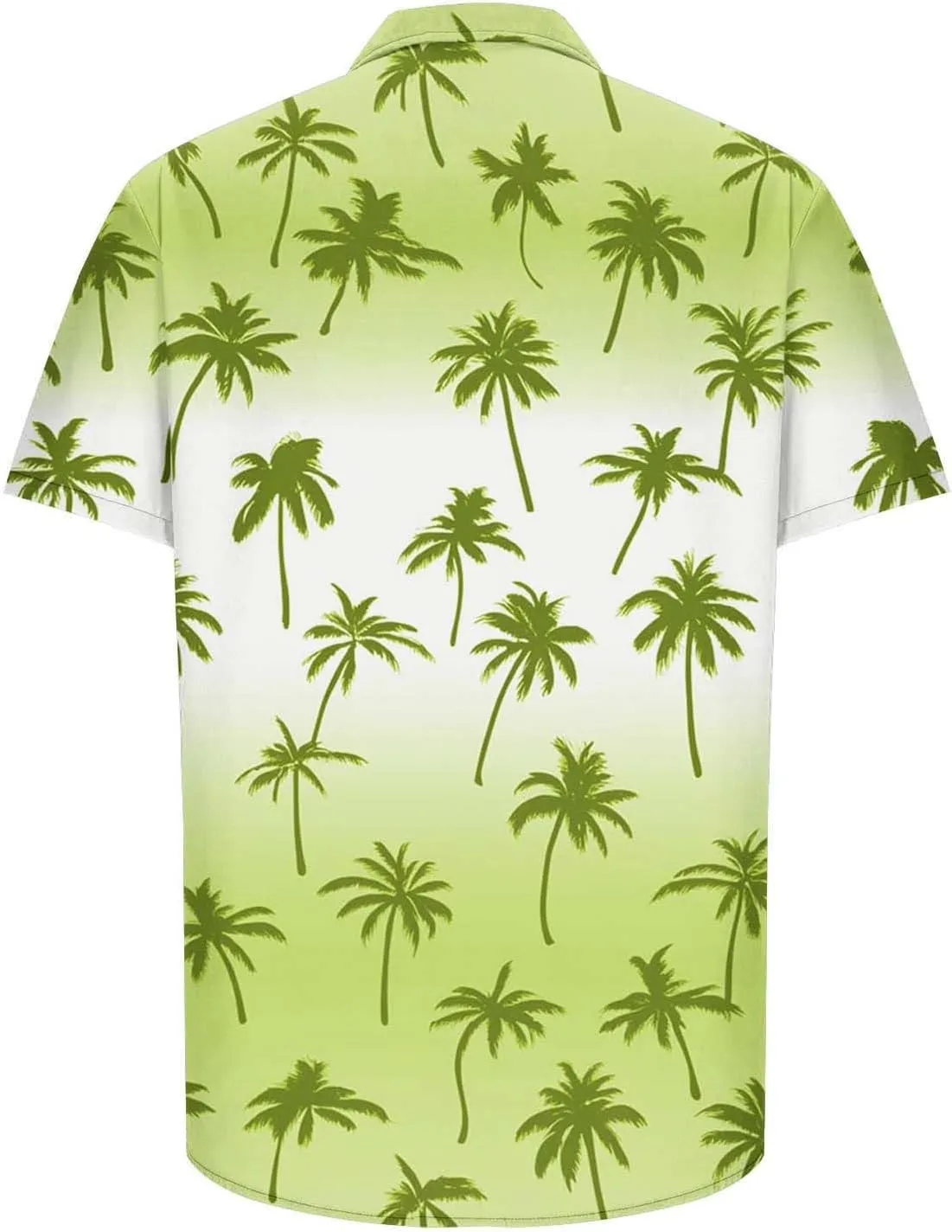 Gradient Coconut Tree Print Mens Hawaiian Shirts - Loose Lapel Casual Button Down Short Sleeve Tropical Vacation Beach Shirt