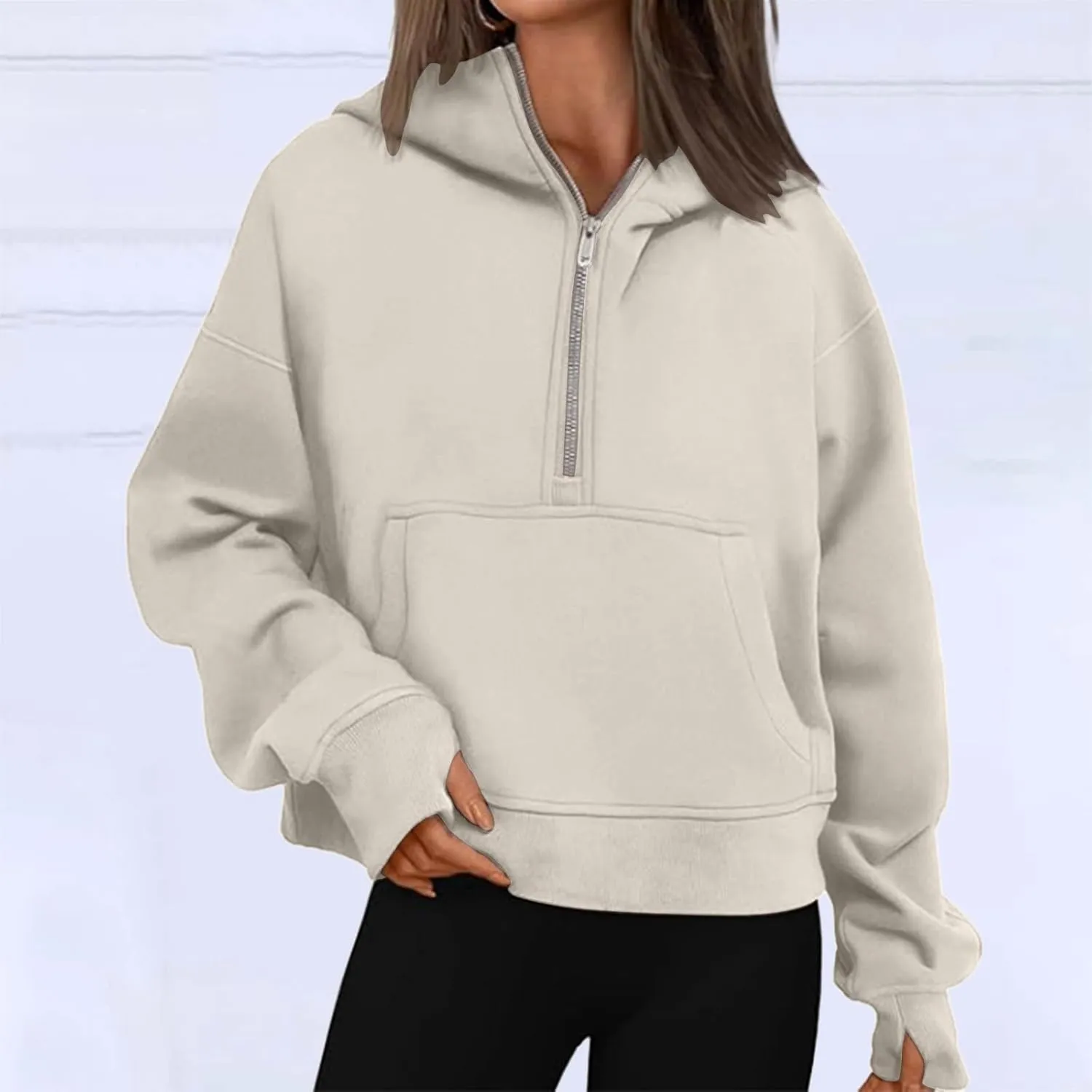Half Zip Sweatshirts Cropped Hoodies Fleece Jackets Womens Quarter Zip Up Pullover Fall Womens Graphic Long