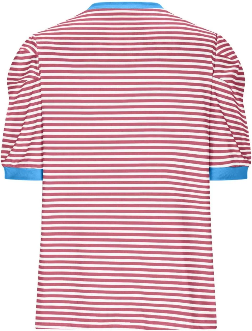 HGps8w Puff Sleeve Tops for Women 2025 Summer Loose Fit Casual Striped Crewneck Short Sleeve Basic Going Out Tee Shirts