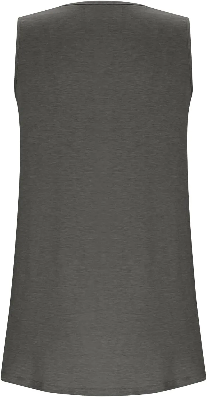 HGps8w Women's Pleated Plus Size Tank Tops Casual 2025 Summer Loose Fit Square Neck Sleeveless Tee Shirts Blouse