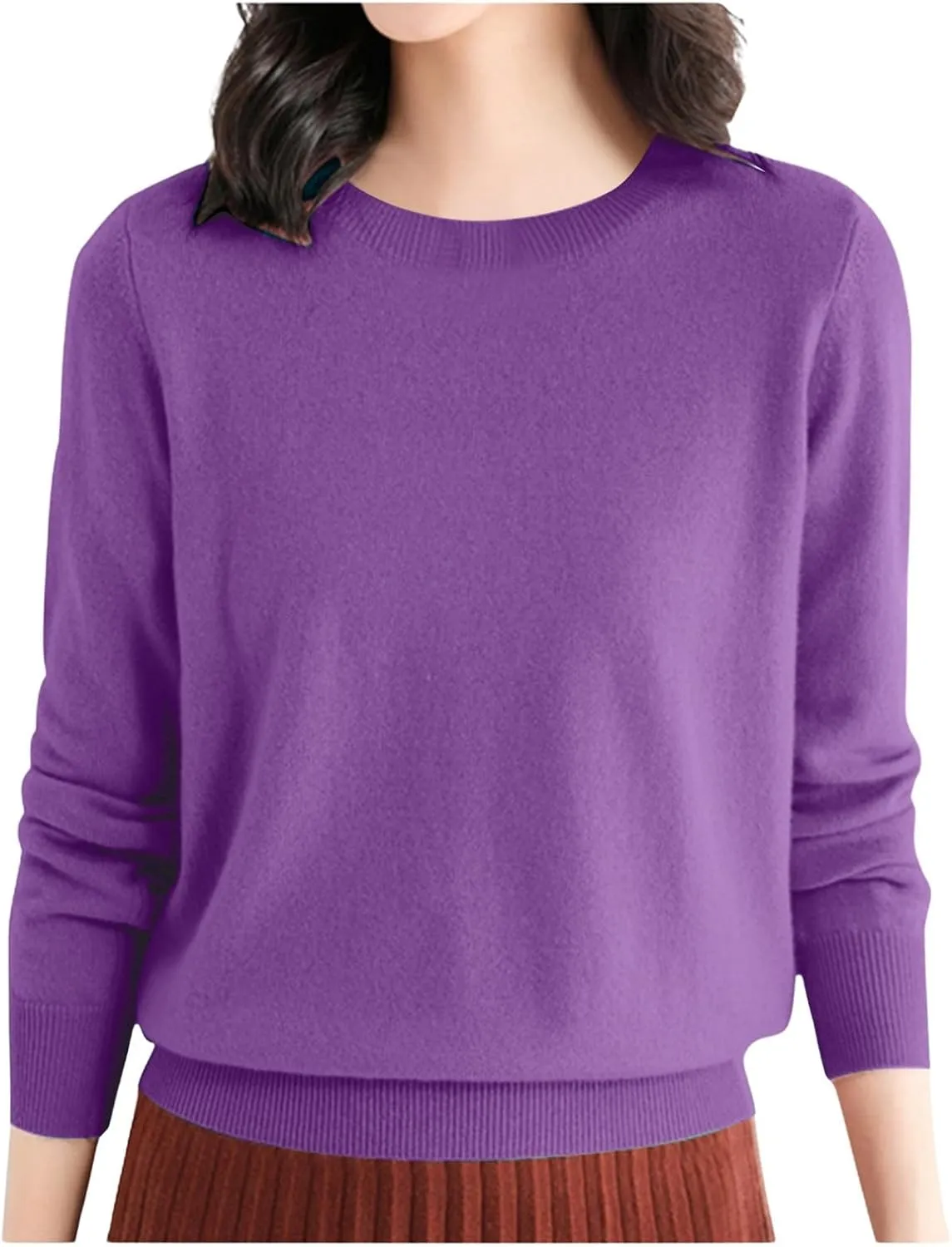 iLH Sweater for Women 2024 Fall Winter Merino Sweaters Long Sleeve Crew Neck Lightweight Shirt Cozy Knit Pullover Tops