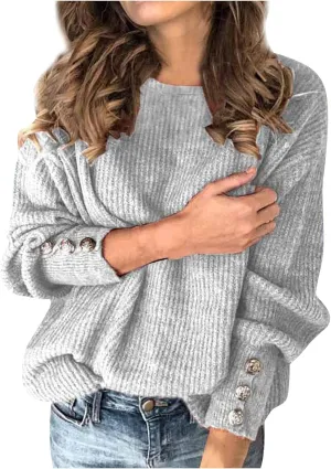 iLH Sweaters for Women 2024 Plus Size Ribbed Knit Sweater Long Sleeve Crewneck Pullover Shirts Comfort Jumper Tops