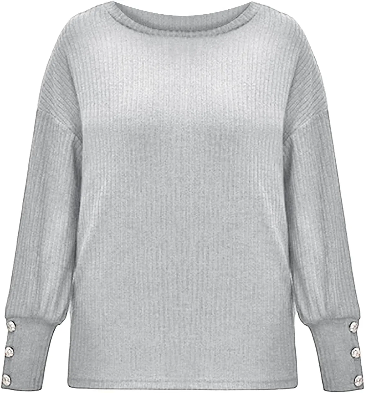iLH Sweaters for Women 2024 Plus Size Ribbed Knit Sweater Long Sleeve Crewneck Pullover Shirts Comfort Jumper Tops