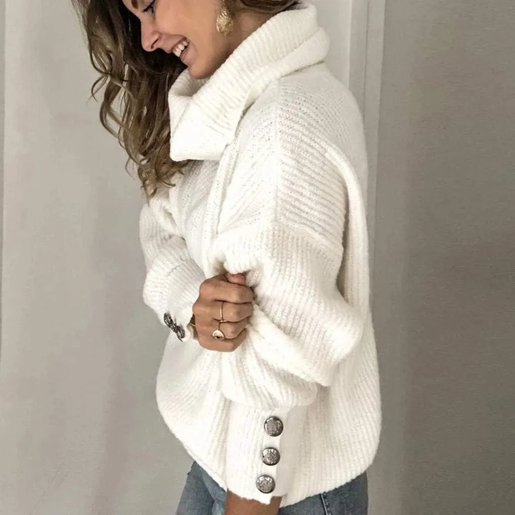 iLH Sweaters for Women Oversized Turtleneck Sweater Casual Cable Knit Pullover Tops Fall Winter Trendy Chunky Shirts