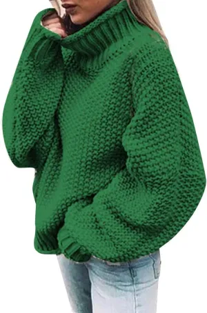 iLH Women's Sweater Oversize Turtleneck Cable Knit Sweaters Long Sleeve Loose Chunky Shirts Warm Winter Pullover Tops