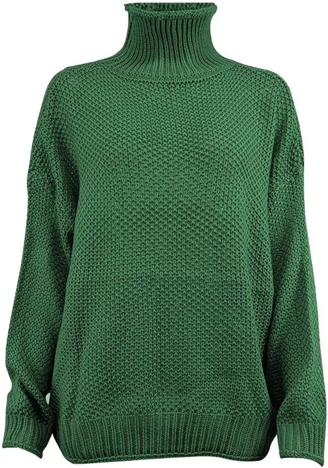 iLH Women's Sweater Oversize Turtleneck Cable Knit Sweaters Long Sleeve Loose Chunky Shirts Warm Winter Pullover Tops