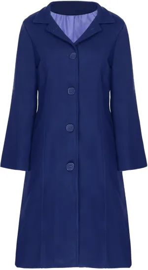 JEATHA Womens Wool Blend Trench Pea Coat Lapel Collar Single-Breasted Long Overcoat Mid-Length Windproof Jackets