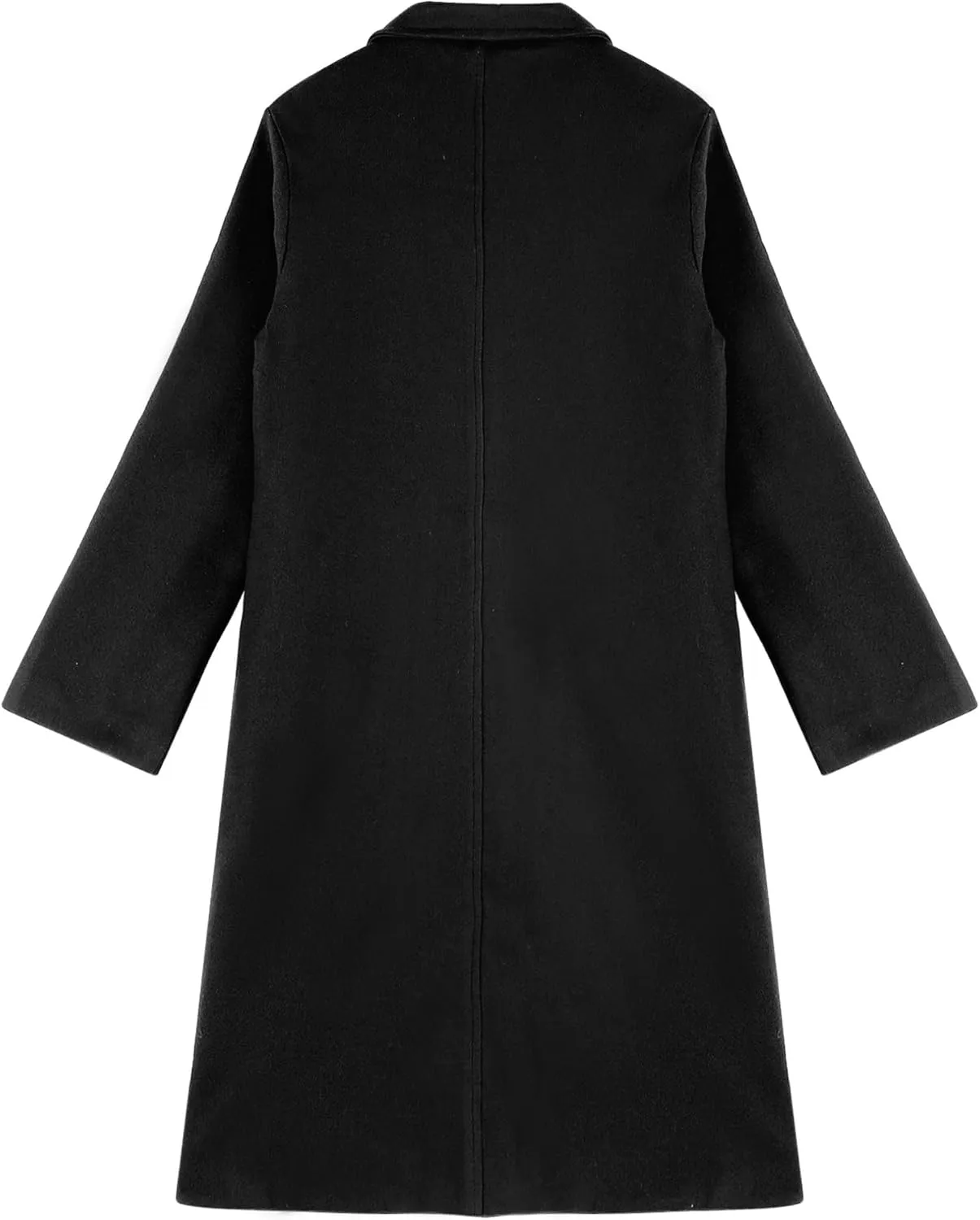 JEATHA Womens Wool Blend Trench Pea Coat Lapel Collar Single-Breasted Long Overcoat Mid-Length Windproof Jackets