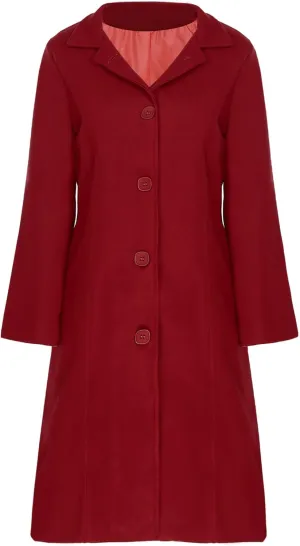 Jelory Womens Wool Blend Trench Coat Turn-Down Collar Single-Breasted Long Overcoat Windproof Jackets Outerwear
