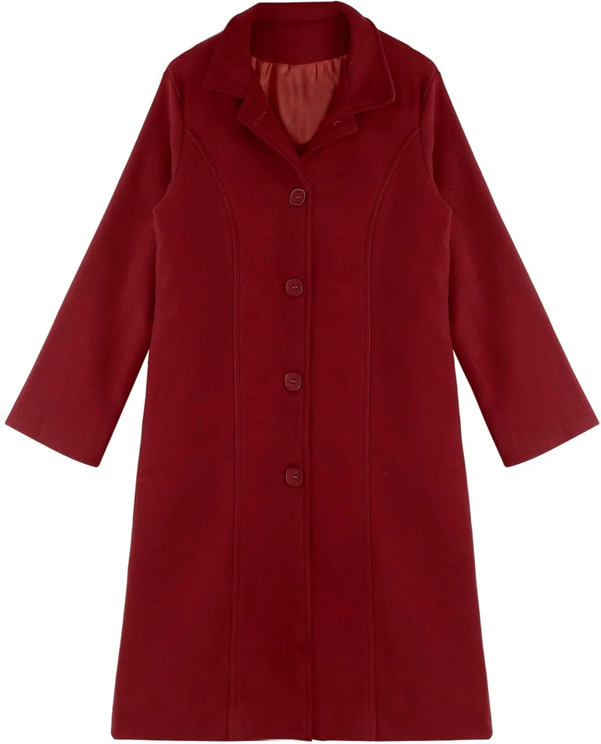 Jelory Womens Wool Blend Trench Coat Turn-Down Collar Single-Breasted Long Overcoat Windproof Jackets Outerwear