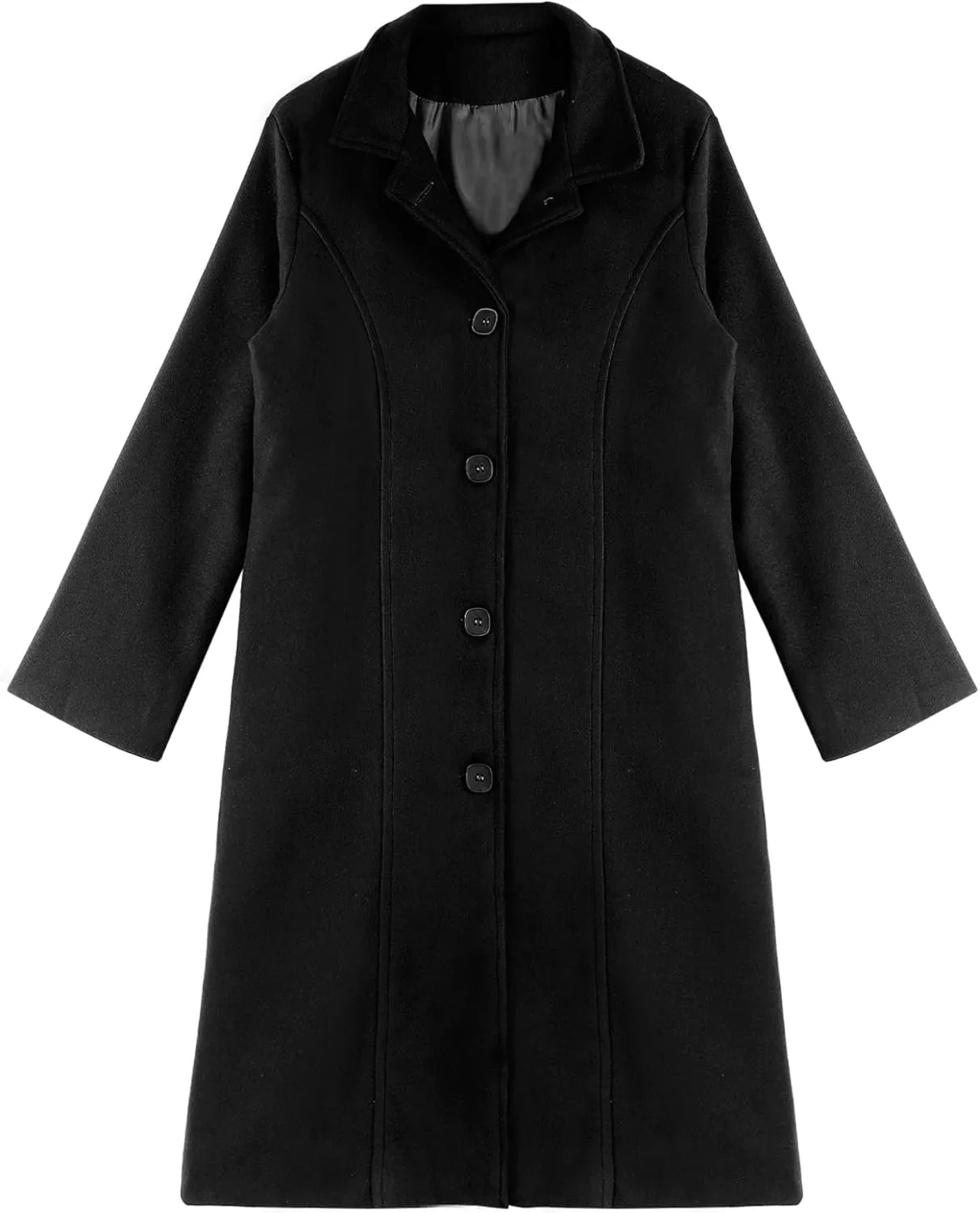 Jelory Womens Wool Blend Trench Coat Turn-Down Collar Single-Breasted Long Overcoat Windproof Jackets Outerwear
