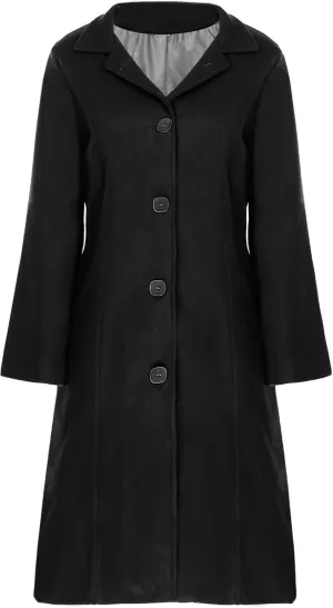 Jelory Womens Wool Blend Trench Coat Turn-Down Collar Single-Breasted Long Overcoat Windproof Jackets Outerwear
